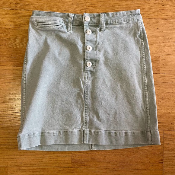 Madewell Sage Green Emmett Button Fly Utility Preppy Mini Skirt - Picture 1 of 4